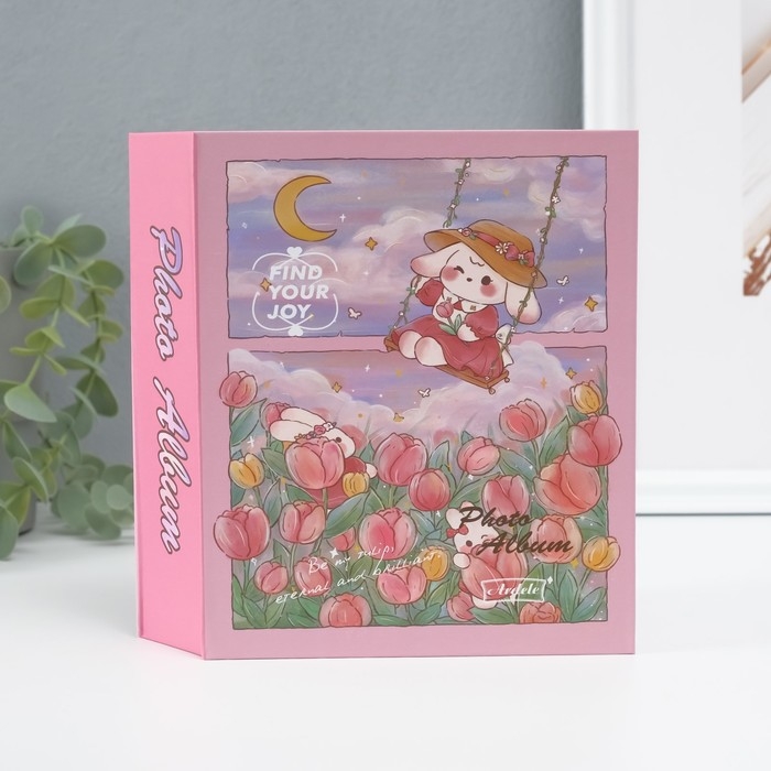 Фотоальбом на 40 фото 10х15 см "Зайка в тюльпанах" в коробке МИКС 4,5х14х17 см