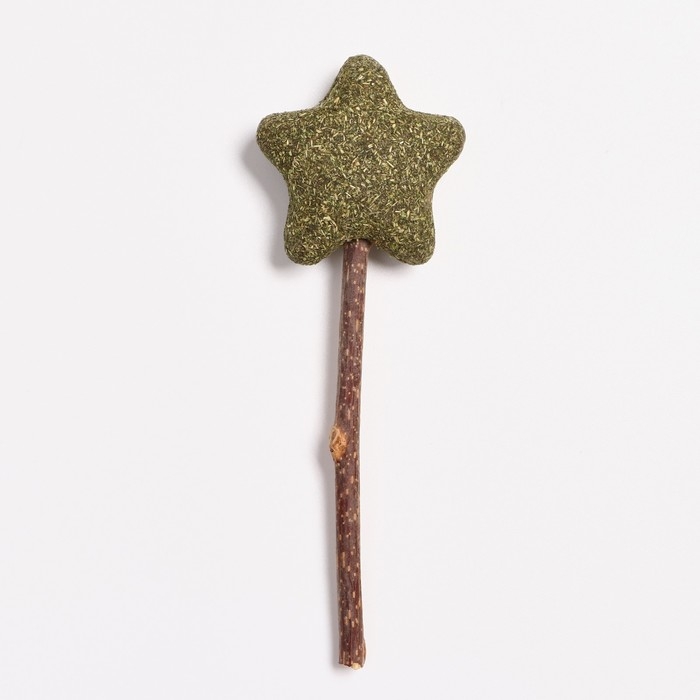 Игрушка для кошек из кошачьей мяты  Игрушка для кошек из кошачьей мяты "Звезда" на палочке из мататаби, 13,5 см