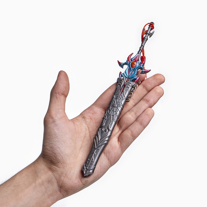 Сувенирное оружие подвесное мини Сувенирное оружие подвесное мини "Меч Асура", брелок, 21 см, серебристый с красным