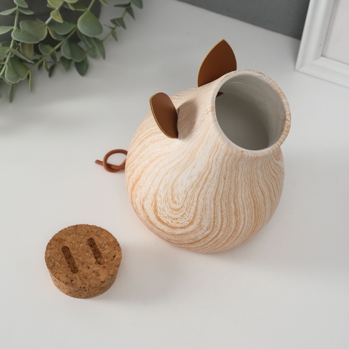 Копилка керамика Копилка керамика "Свинья мордашка с большим пяточком" под дерево 13,3х11,7х16,3 см