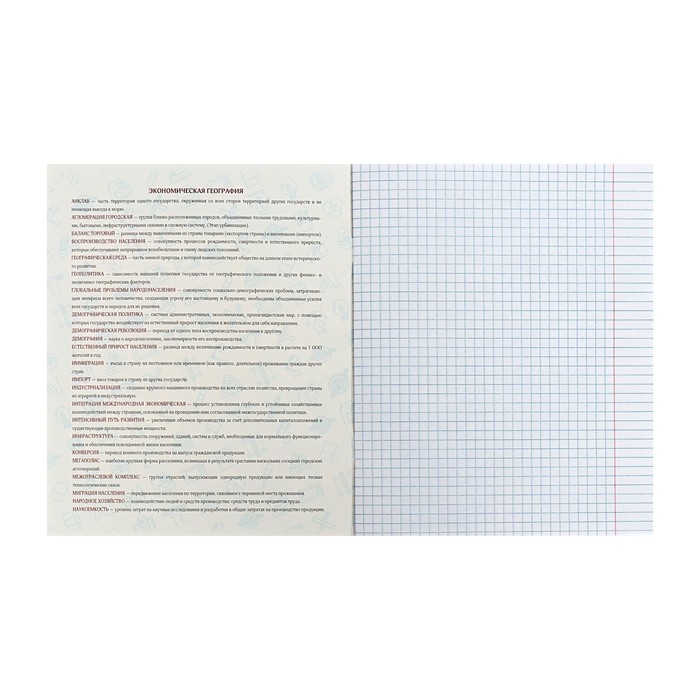 Тетрадь предметная Calligrata TOP "Анимэ", 48 листов в клетку География, со справочным материалом, обложка мелованный картон, блок офсет