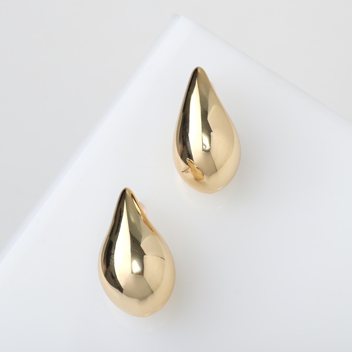 Серьги пластик «Капля» изогнутая мини, цвет золото Серьги пластик «Капля» изогнутая мини, цвет золото