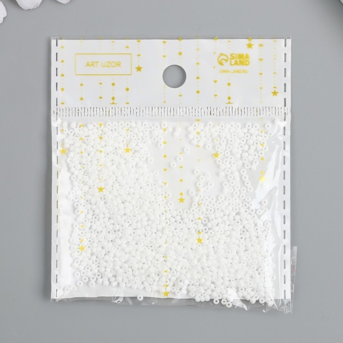 Бисер стекло 8/0  Бисер стекло 8/0 "Маршмеллоу. Глянец. Белоснежный" 10 гр