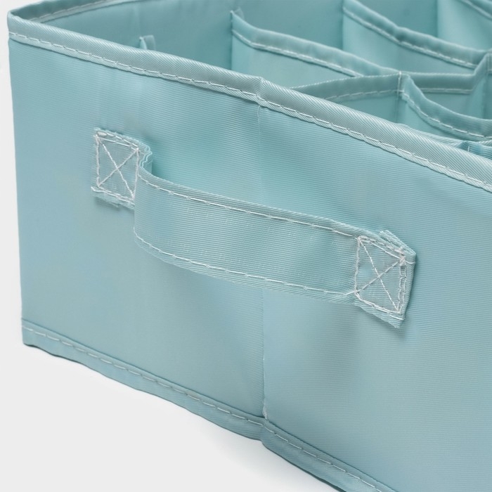Органайзер для хранения белья «Комфорт», 18 ячеек, 35×24×13 см, цвет бирюзовый Органайзер для хранения белья «Комфорт», 18 ячеек, 35×24×13 см, цвет бирюзовый