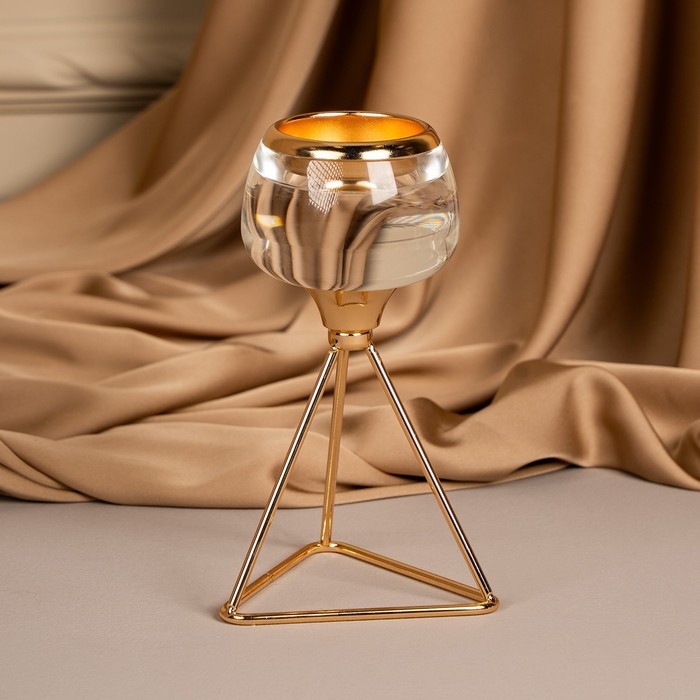 Подсвечник металл, стекло на 1 свечу «Изысканность» цвет золото 9.5 х 9.5 х 17 см Подсвечник металл, стекло на 1 свечу «Изысканность» цвет золото 9.5 х 9.5 х 17 см