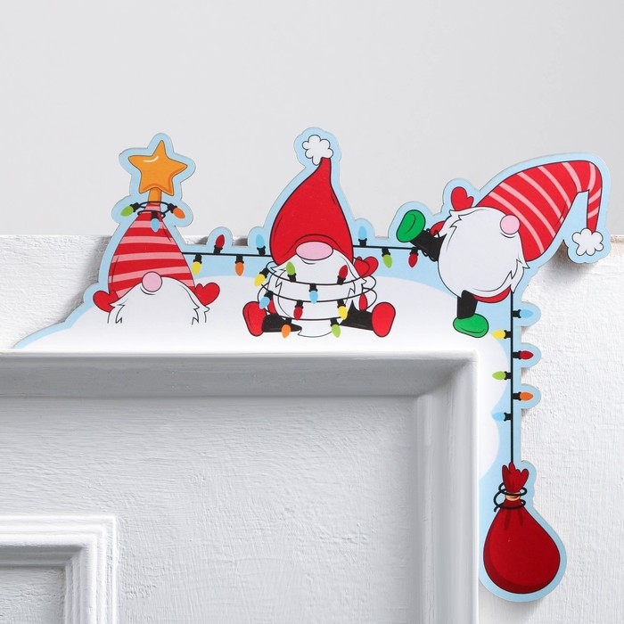 Декор на раму двери новогодний «Гномы»,  на Новый год, 25,5 х 20,4 см Декор на раму двери новогодний «Гномы»,  на Новый год, 25,5 х 20,4 см