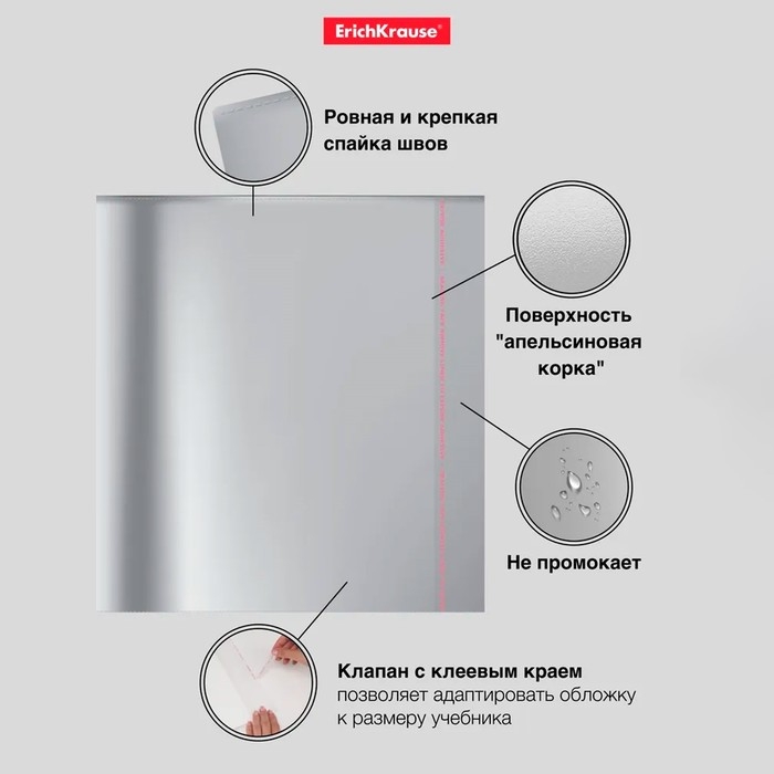 Набор обложек ПП 10 шт, 276 х 465 мм, 50 мкм, ErichKrause, Fizzy Clear, для учебников Петерсон, Моро, Гейдман, с клеевым краем, с тиснением, универсальная Набор обложек ПП 10 шт, 276 х 465 мм, 50 мкм, ErichKrause, Fizzy Clear, для учебников Петерсон, Моро, Гейдман, с клеевым краем, с тиснением, универсальная