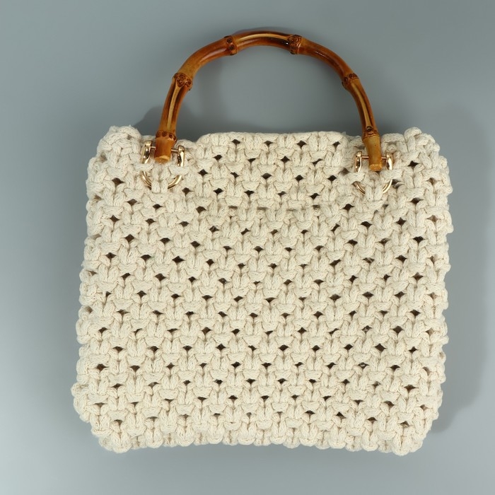 Ручка для сумки, бамбук, с полукольцами, 13,5 × 10,5 см, цвет бежевый/золотой Ручка для сумки, бамбук, с полукольцами, 13,5 × 10,5 см, цвет бежевый/золотой