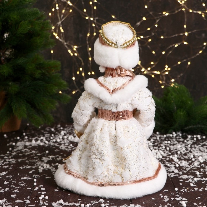 Снегурочка  Снегурочка "В шубке с пайетками и косой" двигается, 30 см, бежево-белый