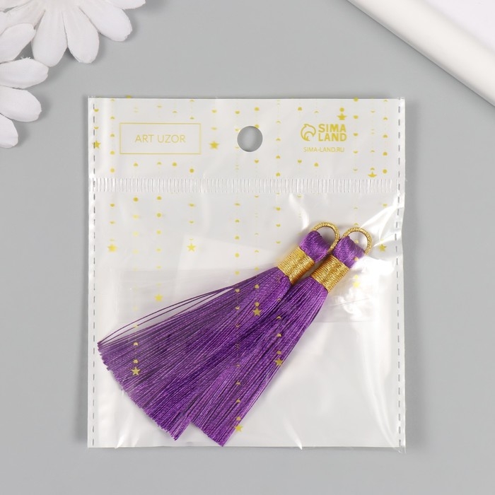 Декор для творчества текстиль Декор для творчества текстиль "Кисть. Оливия" фиолетовый набор 2 шт 8х1,2 см