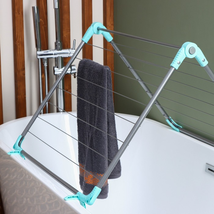 Сушилка для белья на ванну складная, рабочая длина 10 м, цвет МИКС Сушилка для белья на ванну складная, рабочая длина 10 м, цвет МИКС