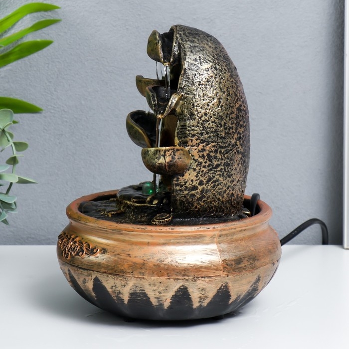 Фонтан настольный с подсветкой Фонтан настольный с подсветкой "Ганеша с 5-ю чашами" 22,5х16х16 см