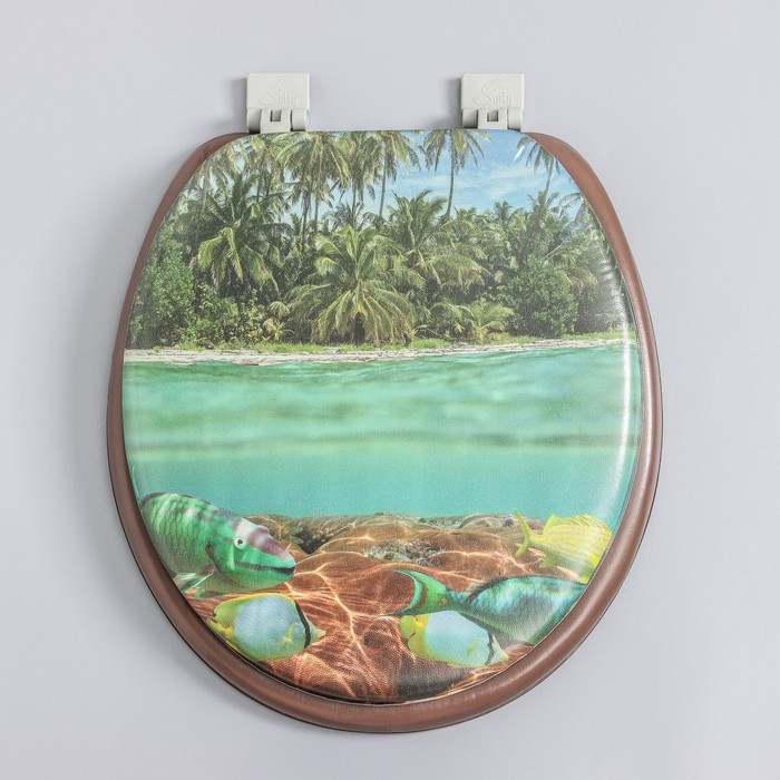 Сиденье для унитаза с крышкой, мягкое, коричневое, МИКС Сиденье для унитаза с крышкой, мягкое, коричневое, МИКС