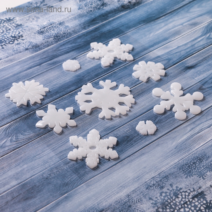 Наклейка на стекло Наклейка на стекло "Снежиночки белые" (набор 9 шт) 18,5х18,5 см