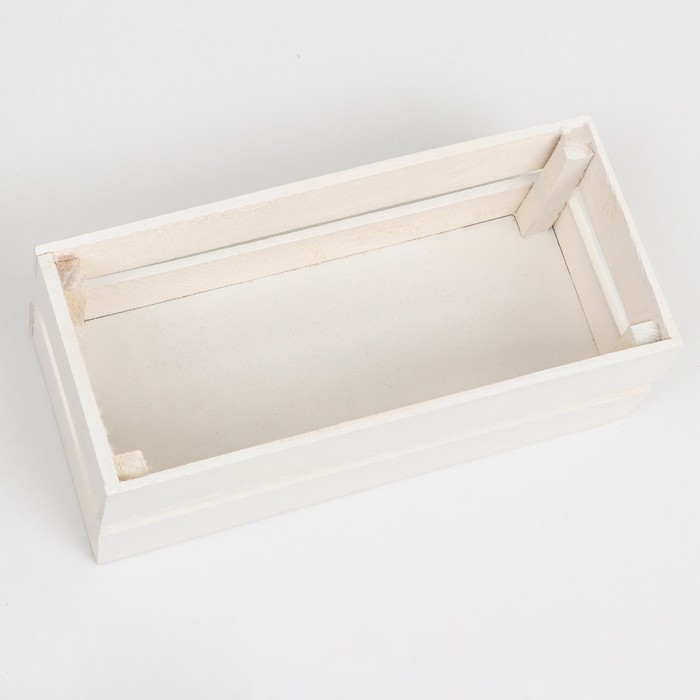 Кашпо деревянное, двухреечное, белое, 24, 5х 11,5 х 9 см Кашпо деревянное, двухреечное, белое, 24, 5х 11,5 х 9 см