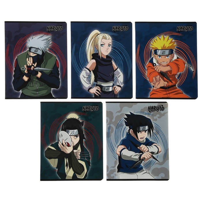 Тетрадь 48 листов в клетку Тетрадь 48 листов в клетку "Naruto", обложка мелованный картон, выборочный УФ-лак, конгрев, блок 65 г/м2, МИКС
