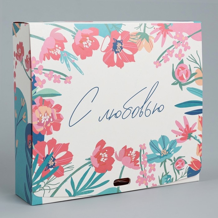Коробка подарочная складная двухсторонняя, упаковка, «Цветы», 20 х 18 х 5 см Коробка подарочная складная двухсторонняя, упаковка, «Цветы», 20 х 18 х 5 см