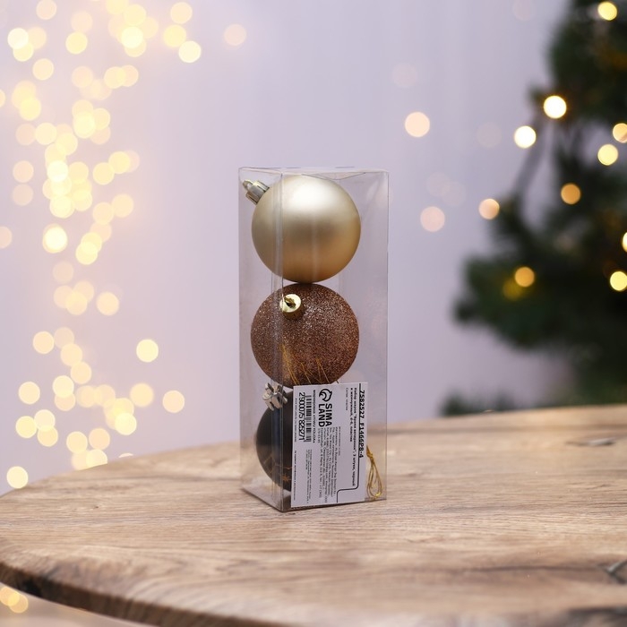 Шары ёлочные новогодние «Время вечеринки», на Новый год, пластик, d=6, 3 шт., цвет чёрный и жемчужный Шары ёлочные новогодние «Время вечеринки», на Новый год, пластик, d=6, 3 шт., цвет чёрный и жемчужный