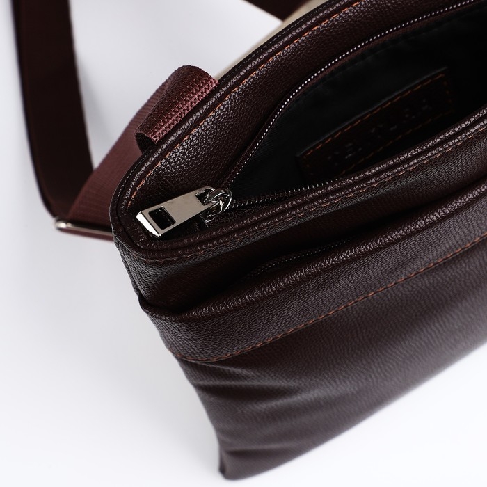 Сумка мужская через плечо TEXTURA, искусственная кожа, цвет коричневый