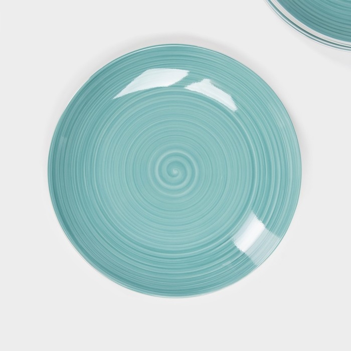 Набор фарфоровых тарелок Доляна «Палитра», 6 предметов, d=19 см, цвет бирюзовый Набор фарфоровых тарелок Доляна «Палитра», 6 предметов, d=19 см, цвет бирюзовый