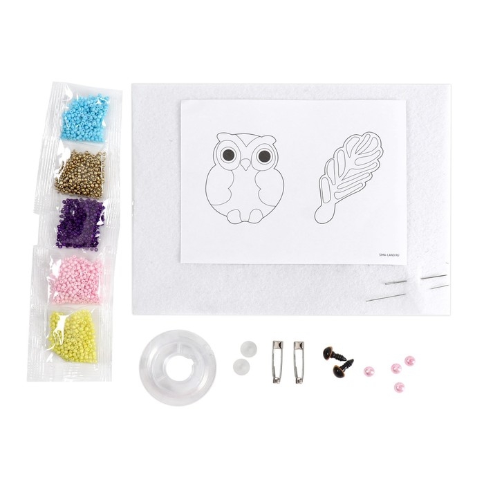 Вышивка бисером. Брошь «Сова и перо», набор для творчестваа Вышивка бисером. Брошь «Сова и перо», набор для творчестваа