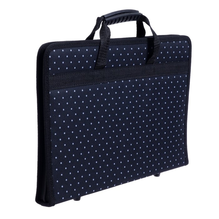 Папка с ручками текстильная, А4, 370 х 260 мм х 40мм, каркасная, 2В4 Папка с ручками текстильная, А4, 370 х 260 мм х 40мм, каркасная, 2В4 "Вдохновение. Белый горох"