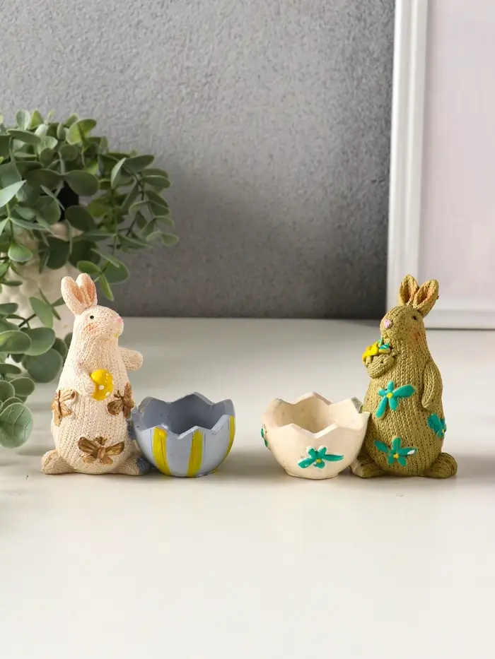 Сувенир полистоун подставка "Зайчики пасхальные" набор 2 шт 5,3х10х10 см Сувенир полистоун подставка "Зайчики пасхальные" набор 2 шт 5,3х10х10 см