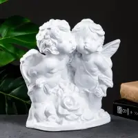Фигура гипс &laquo;Ангел и Фея с розой&raquo;, белый, 12&times;26&times;24 см