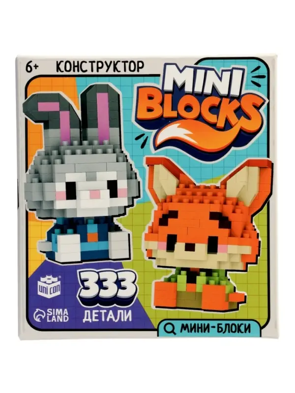 UNICON Конструктор UNICON Конструктор "MiniBlocks", город зверей, 2 в 1