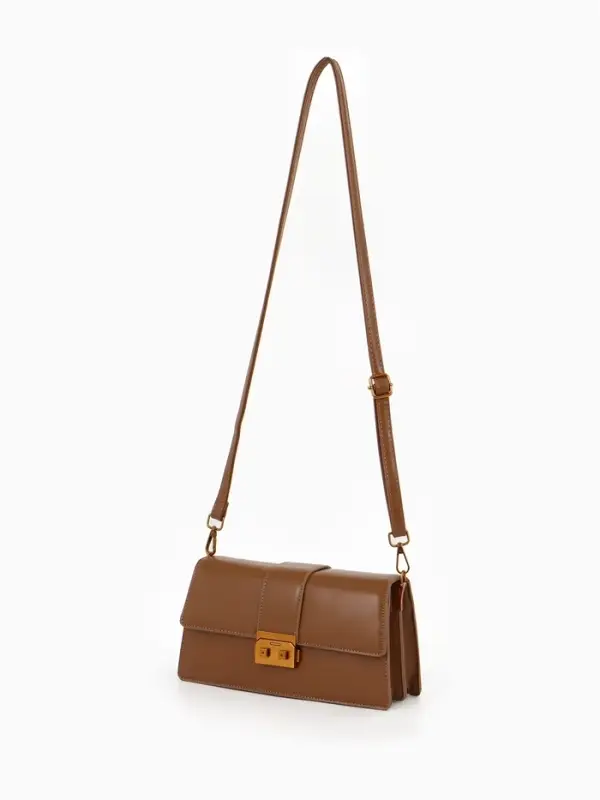 Сумка женская мессенджер TEXTURA на клапане, 26&times;8.5&times;14 см, светло-коричневая