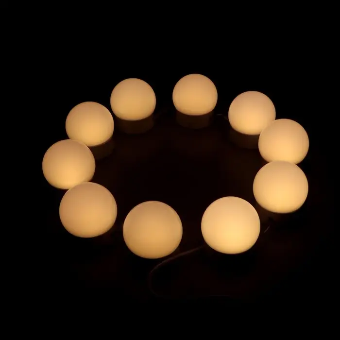 Комплект светильников для подсветки зеркала, 10 шт., контроллер, от USB, 3000 - 6500К, 3 режима свечения