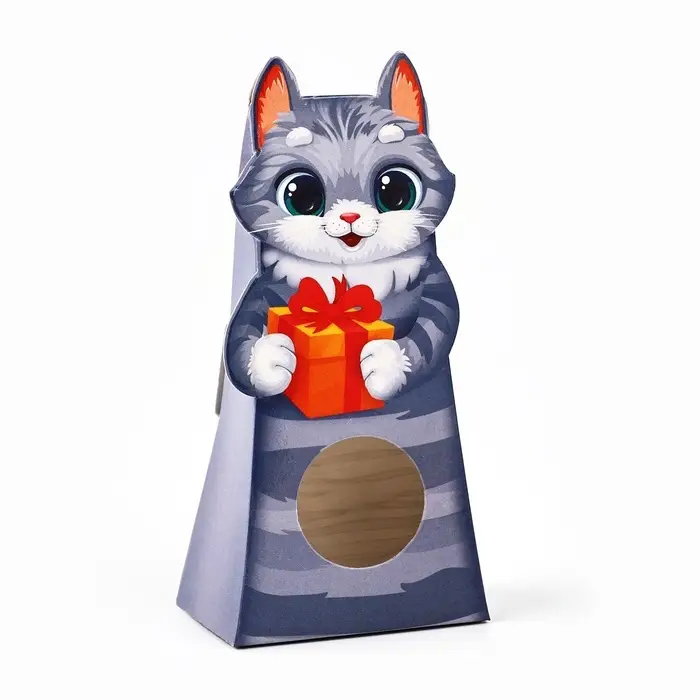 Коробка складная с окном «Котёнок», 6 х 12 х 3.5 см Коробка складная с окном «Котёнок», 6 х 12 х 3.5 см