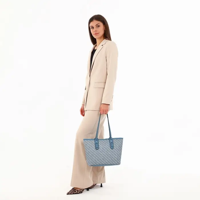 Сумка женская тоут на молнии, 30&times;11&times;25 см, голубая