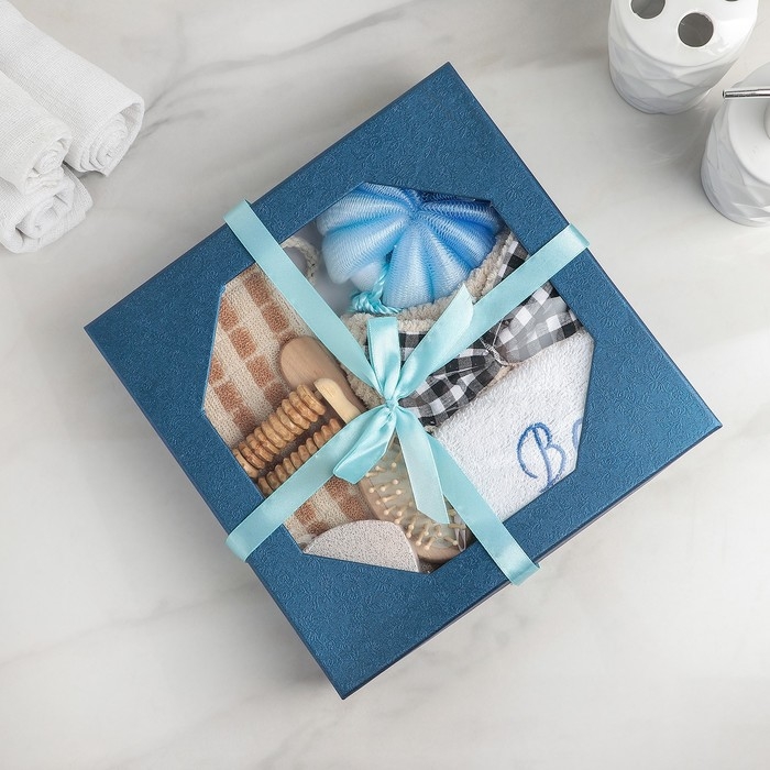 Набор банный, 7 предметов (3 мочалки, повязка на голову, расчёска, разделитель для пальцев, пемза), цвет МИКС Набор банный, 7 предметов (3 мочалки, повязка на голову, расчёска, разделитель для пальцев, пемза), цвет МИКС