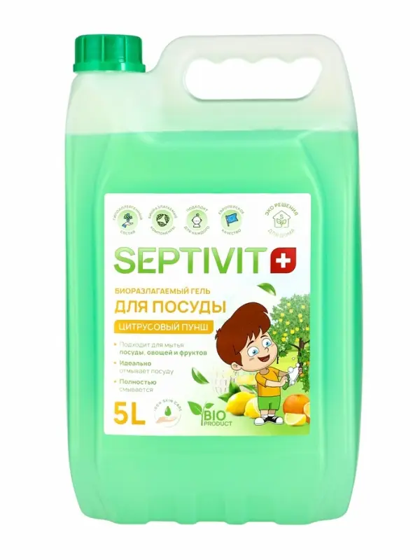 Гель для посуды SEPTIVIT  Гель для посуды SEPTIVIT "Цитрусовый пунш", 5л