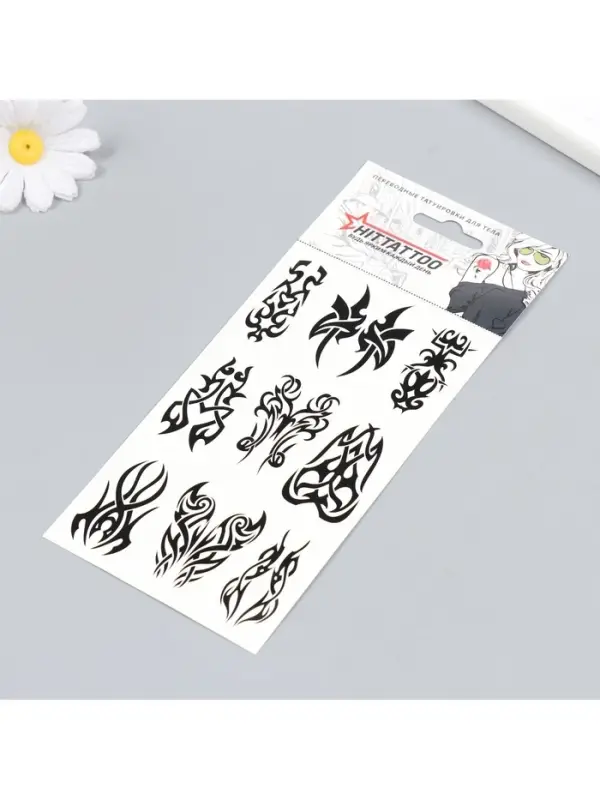 Переводные тату на тело чёрные «Набор трайбл», 9×16 см