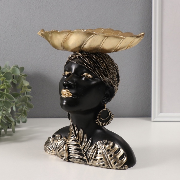 Сувенир полистоун подставка Сувенир полистоун подставка "Девушка с золотым листком на голове" 10,5х22х23,5 см