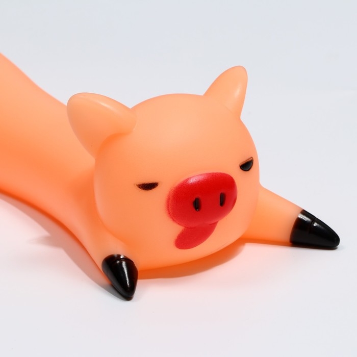 Игрушка пищащая  Игрушка пищащая "Свинья на отдыхе" для собак, 14,5 х 5 см, бежевая
