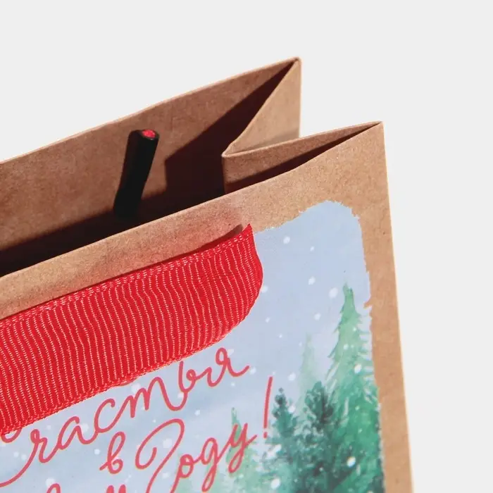 Пакет подарочный новогодний крафтовый &laquo;Новогодний экспресс&raquo;, S 12 х 15 х 5.5 см