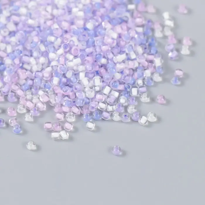 Бисер стекло 12/0  Бисер стекло 12/0 "Прозрачный. Цветная серединка. Сиреневый" 10 гр
