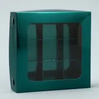 Коробка для конфет, кондитерская упаковка, 9 ячеек, &laquo;Изумрудная&raquo;, 14.7&times;14.7&times;3.5 см