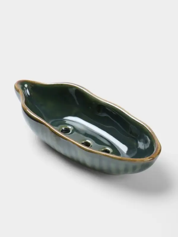 Мыльница &laquo;Листочек&raquo;, 11&times;4&times;2.5 см, керамика, зелёная