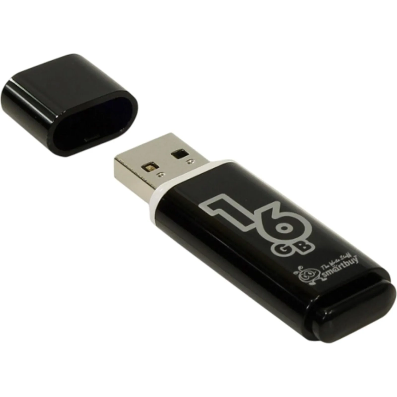 Флеш-память Smartbuy Glossy, 16Gb, USB 2.0, чер, SB16GBGS-K