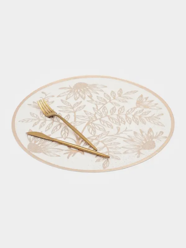 Салфетки сервировочные на стол Доляна &laquo;Ботаника&raquo;, 2 шт., d=38 см, бежевые