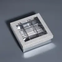 Коробка для 9 конфет серебро глиттер, 12.5&times;12.5&times;4 см Кондитерская упаковка