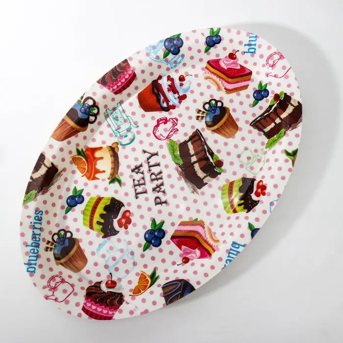 Поднос овальный &laquo;Макаруны&raquo;, 37&times;24&times;3 см, пластик, МИКС
