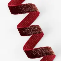 Лента бархатная, с золотым люрексом, 15 мм, 18&plusmn;1 м, бордовая №46