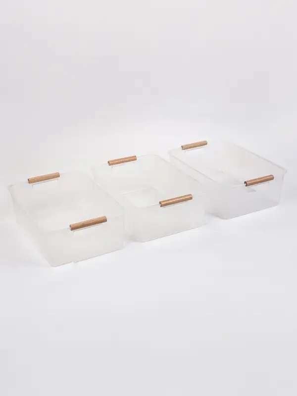 Корзины для хранения Wood Fusion, набор 3 шт.: 33&times;23&times;11 см, пластик, буковое дерево