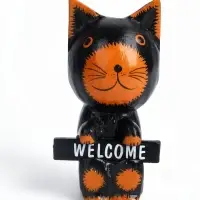 Сувенир &laquo;Кот с табличкой WELCOME&raquo;, 10&times;7&times;16 см, дерево, чёрно-рыжий