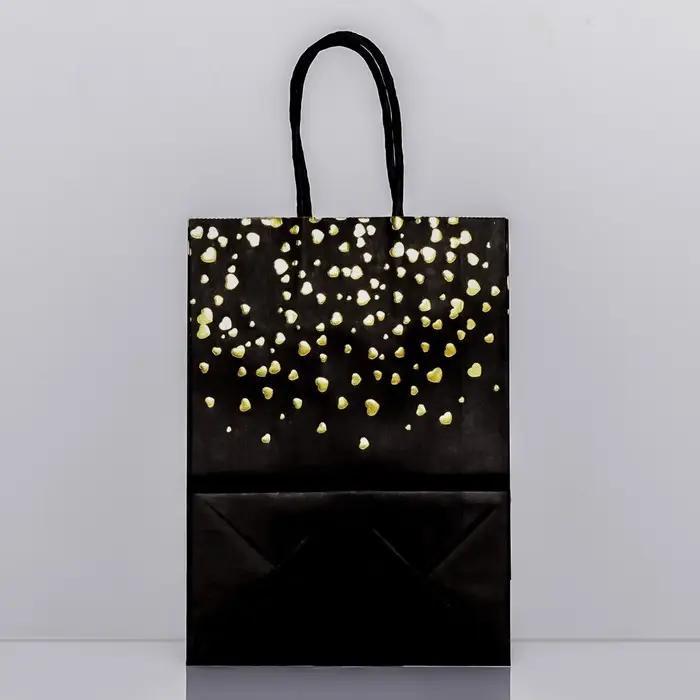 Пакет крафт «Сердца», чёрный, 21×15×8 см Пакет крафт «Сердца», чёрный, 21×15×8 см